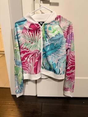 Nike Multicolor Tropical Leaf Zip Jacket - Pink Teal Purple Green